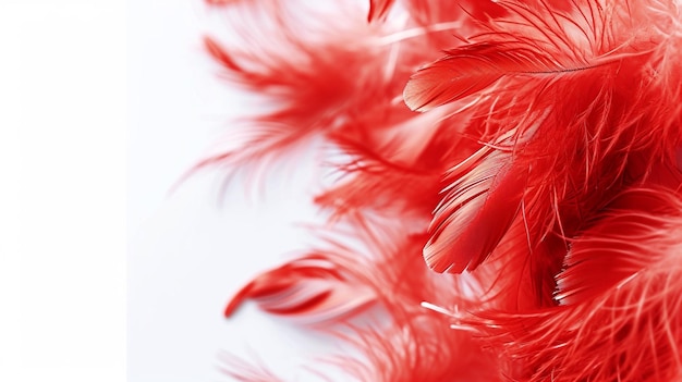 Free photo valentines day postcard with fluffy red feathers on white background