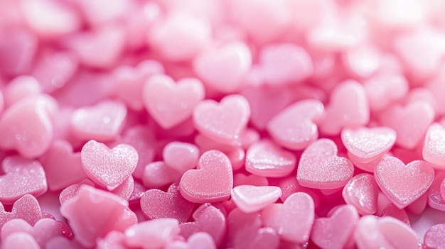 Valentines Day postcard with many small pink hearts on white background