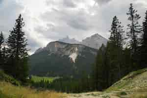 Free photo valley in dolomite alps at sunset in italy