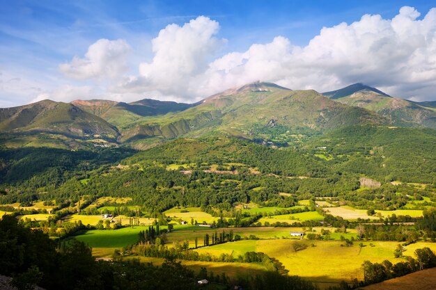 Valley at  mountains in summer day. Huesca