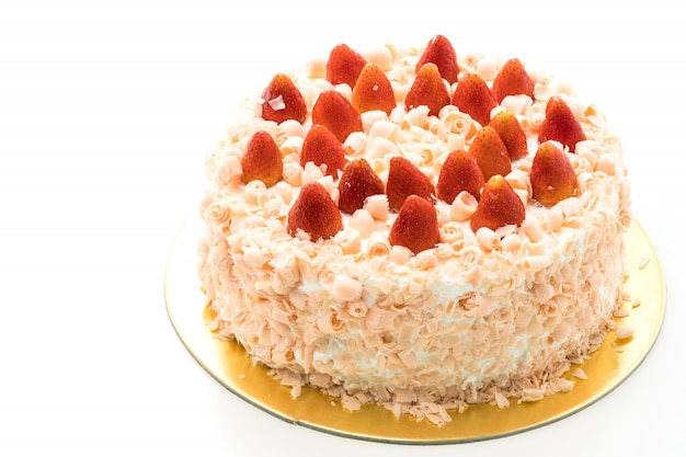 Free photo vanilla cake dessert with strawberry on top