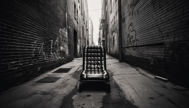 Vanishing point leads to spooky abandoned building generated by AI