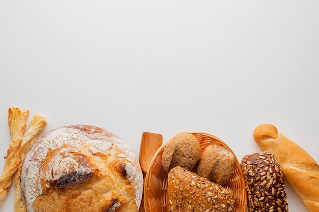 Variety of bread and pastry products