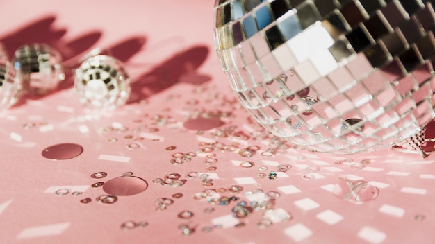 Variety of christmas silver globes and sequins