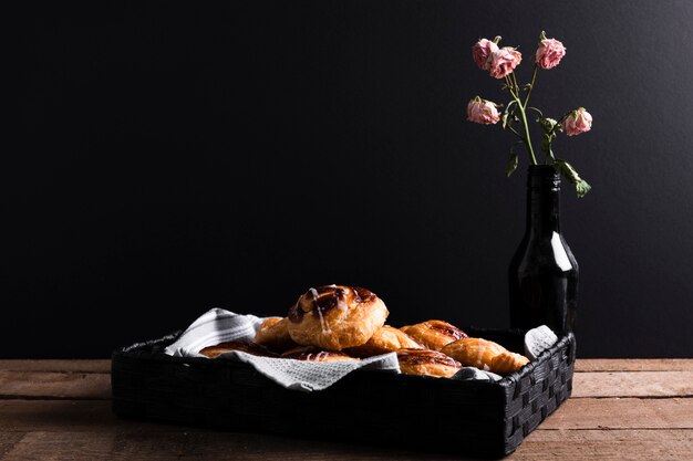 Variety of delicious cooked pastries