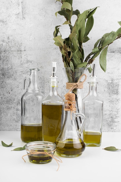 Free photo variety of organic olive oil on the table