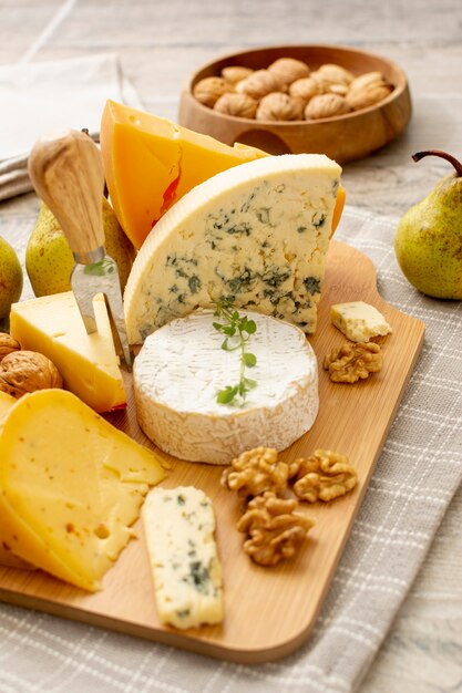 Variety of tasty cheese ready to be served