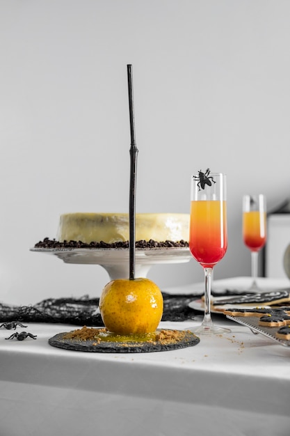 Variety of treats for halloween on table