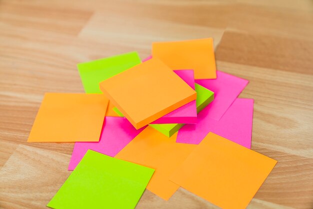 Various adhesive notes on floor