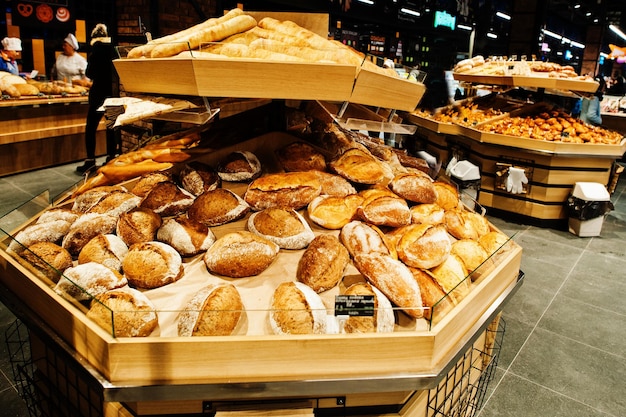 Free photo various baking on supermarket shelves for sale