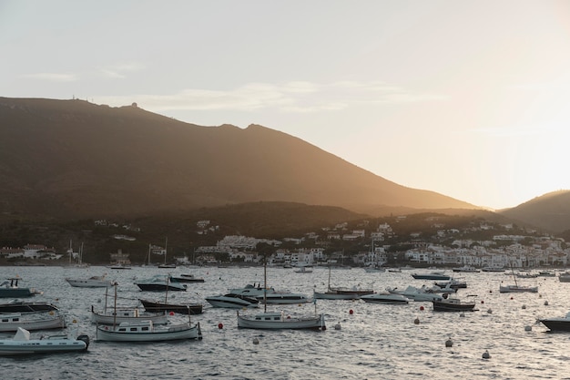 Free photo various boats traveling on ocean