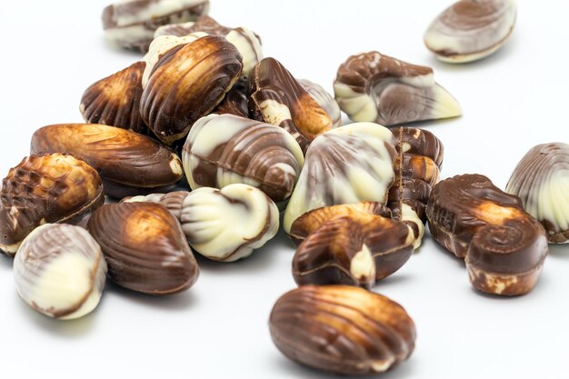 Various chocolates bonbon isolated on white