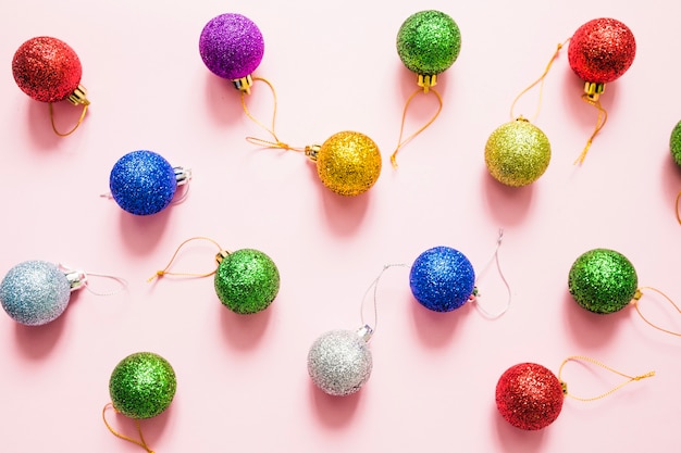 Various colorful christmas balls