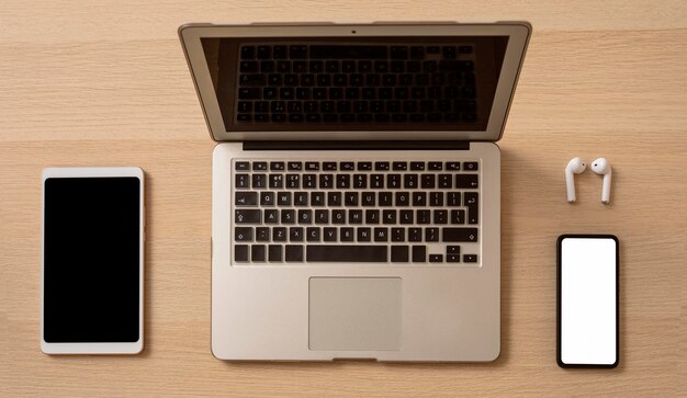 Various digital devices of desk top view