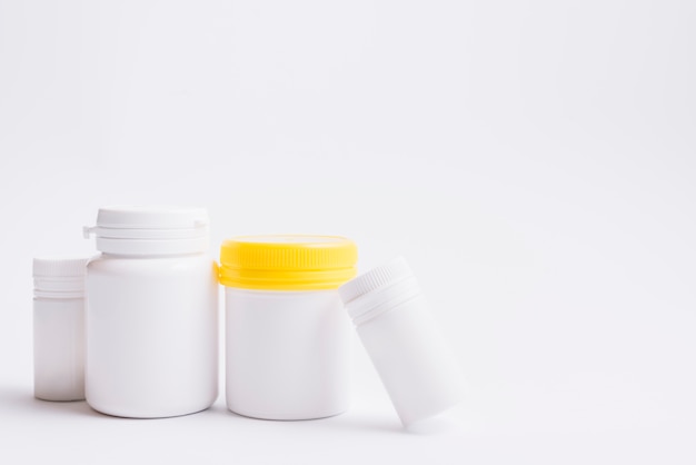 Various plastic bottles for pills