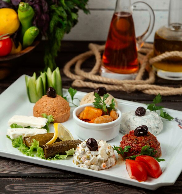 Various salads on the table