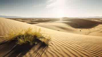 Free photo vast sand dunes stretching to the horizon under the scorching sun