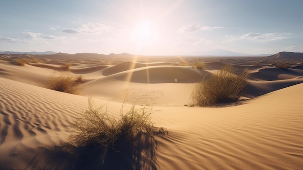 Free Photo vast sand dunes stretching to the horizon under the scorching sun