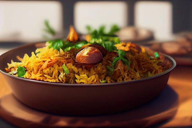 Free Photo veg biryani or veg pulav fried rice indian food generative ai