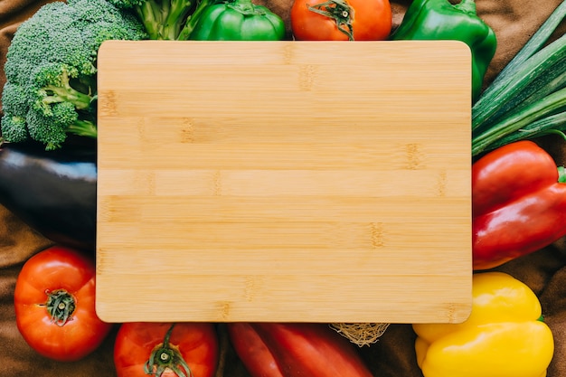 Vegetable composition with blank wooden board