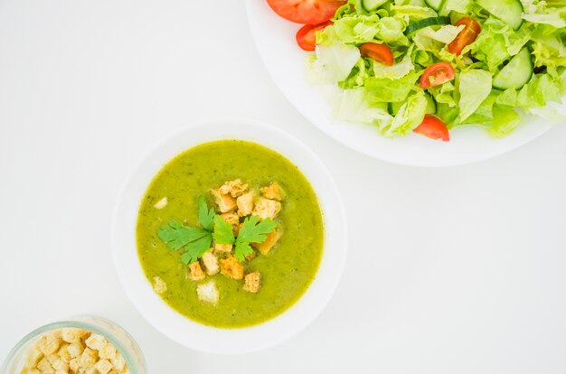 Vegetable soup with breadcrumbs and parsley