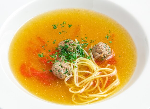 Vegetable soup with meatballs