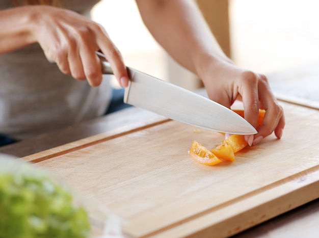 Vegetables being sliced