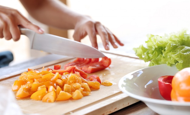 Vegetables being sliced