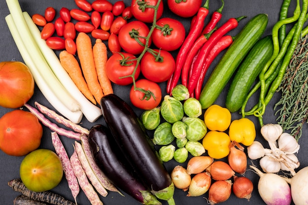 vegetables bunch on black