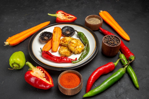 vegetables plate of roasted vegetables next to the spices vegetables