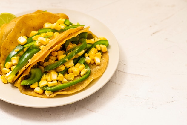 Free photo vegetarian taco on plain background