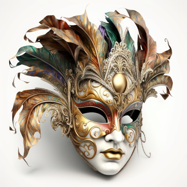 Free Photo venetian carnival mask isolated on white background masquerade one mask template for carnival in front view