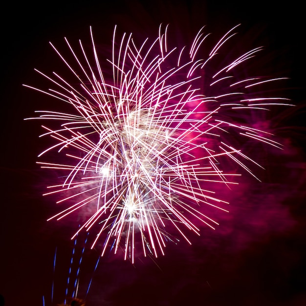 Free photo vertical beautiful shot of colorful fireworks underneath the night sky