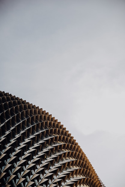 Free photo vertical closeup shot of esplanade-theatres on the bay under a clear sky in singapore