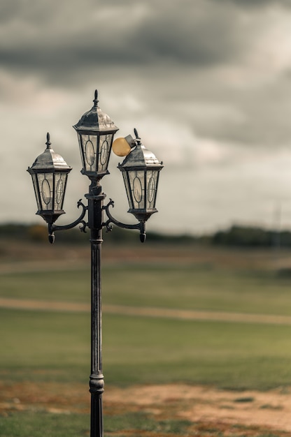 Free Photo vertical selective focus shot of a streetlight in the city of westminster, abbey road