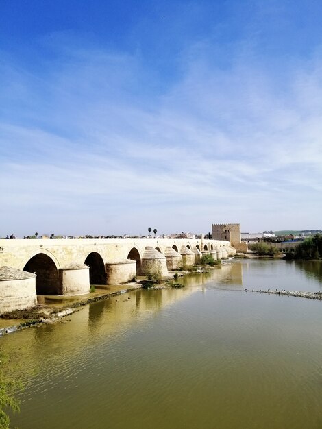 Vertical shot of the famous historic bridge in Cordoba