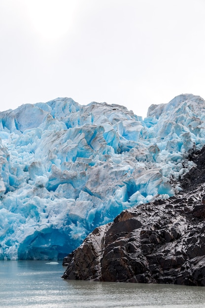 Vertical shot of glaciers in the Patagonia Region in Chile