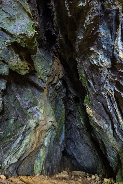 Free Photo vertical shot of the mossy natural rock formations in the skrad municipality in croatia