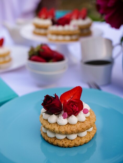 Vertical shot of a pie with strawberry