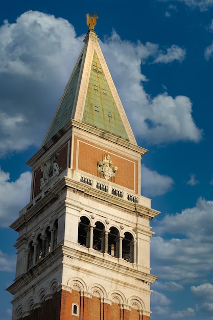 Vertical shot of San Marco-bell tower of St Mark`s Basilica in Venice