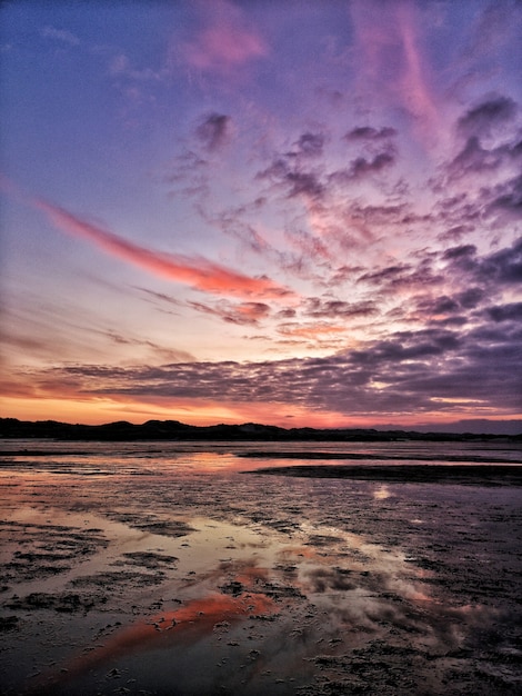 Free photo vertical shot of the seashore under a beautiful sky