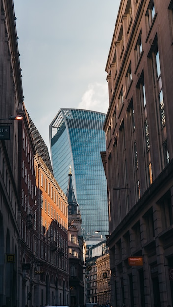 Free Photo vertical shot of the walkie talkie tower among buildings in london, england