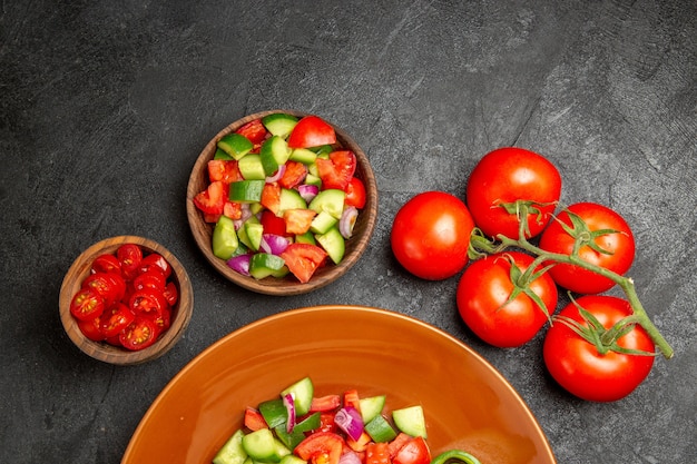 Vertical view of vegan dinner