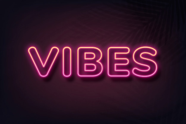 Free photo vibes neon style typography on black background