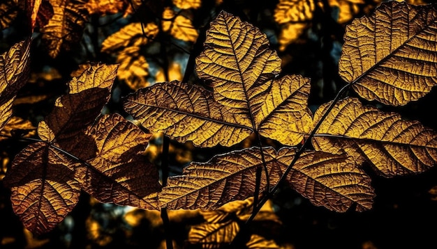 Free Photo vibrant autumn colors on close up maple branch generated by ai