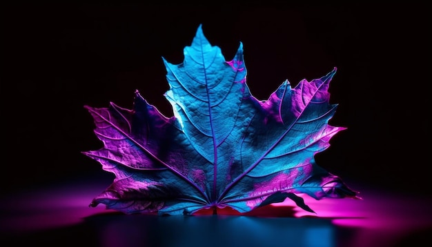 Free photo vibrant autumn leaf pattern on black background generated by ai