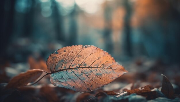 Vibrant autumn leaves falling from maple tree generated by AI