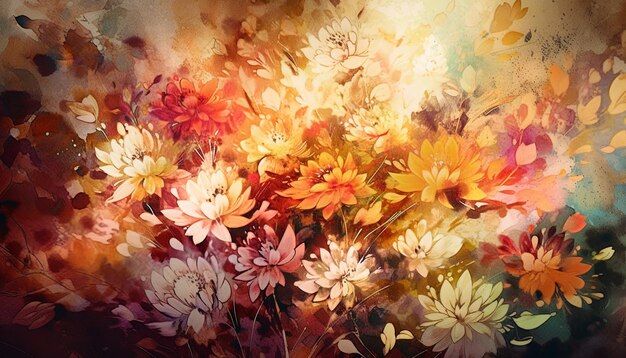 Vibrant bouquet painted in colorful watercolors generated by AI