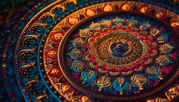 Vibrant circular mandala depicts Indian cultural elegance generated by AI