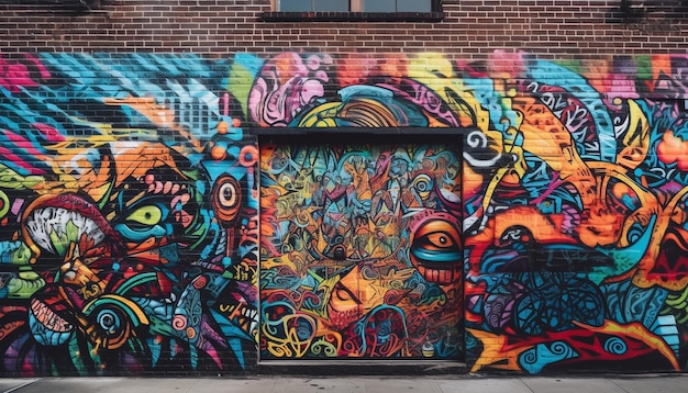 Free photo vibrant colors and chaos create modern graffiti generated by ai